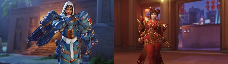Two Video Game Characters — Blue, Dramatic