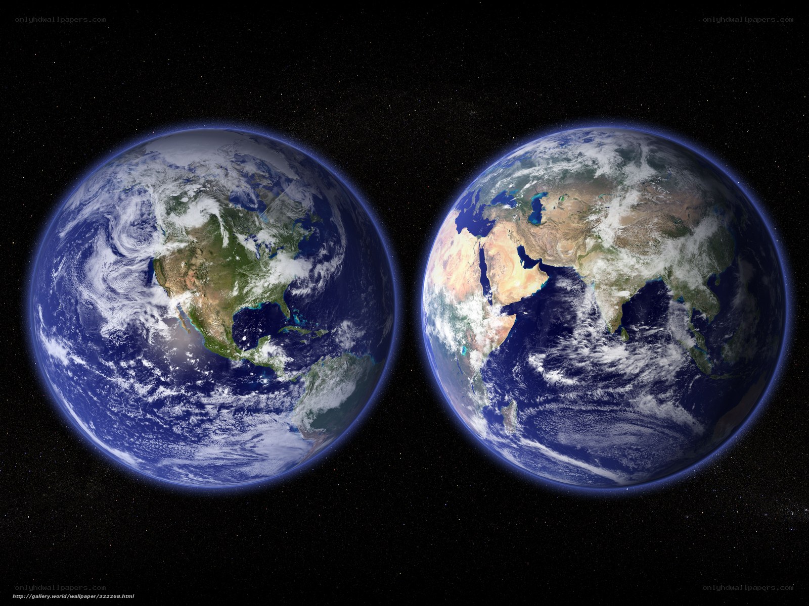 Two views of Earth from space