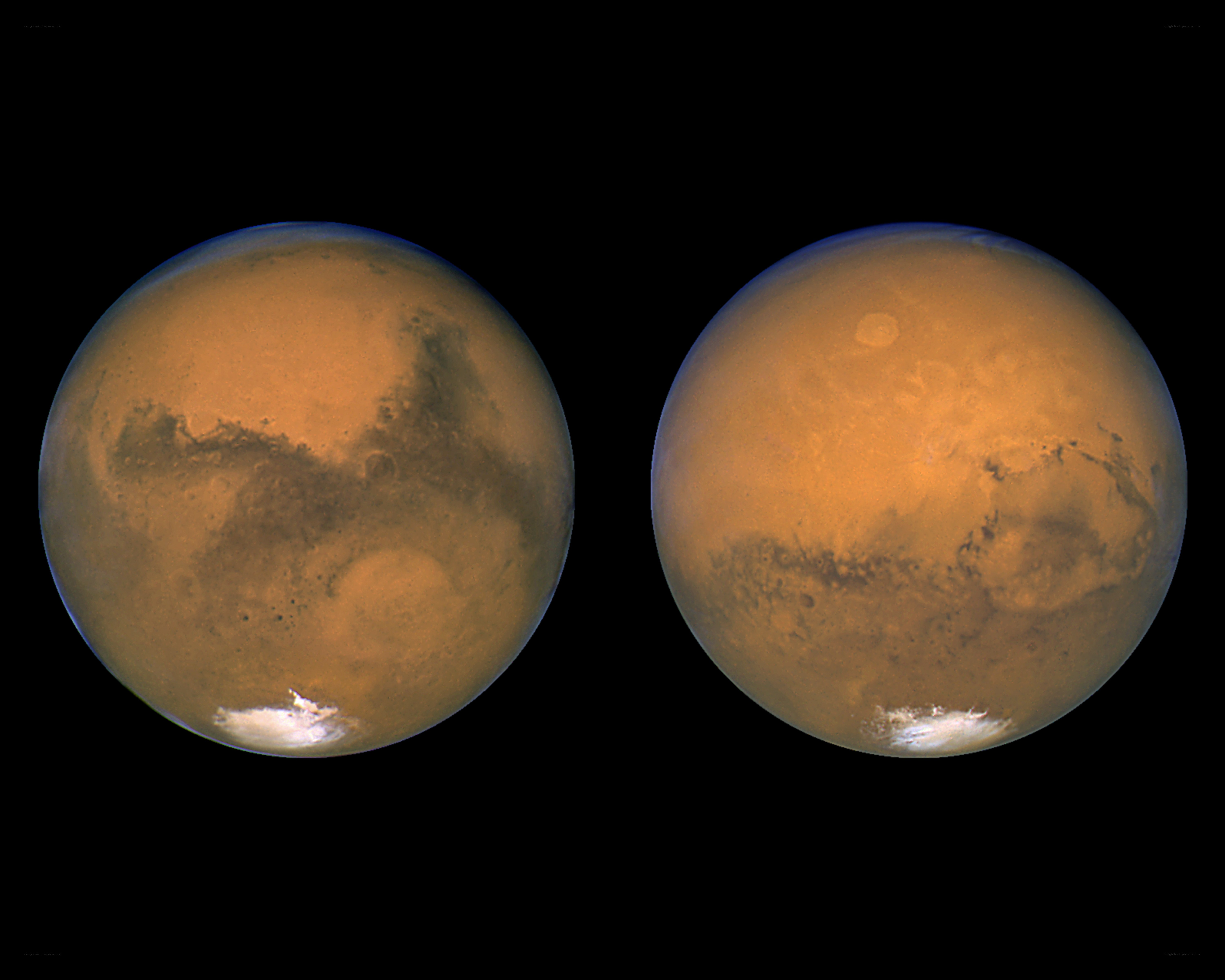 Two views of Mars
