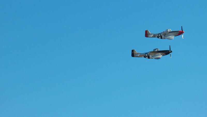 Two Vintage Airplanes — Blue, Clear, Afternoon