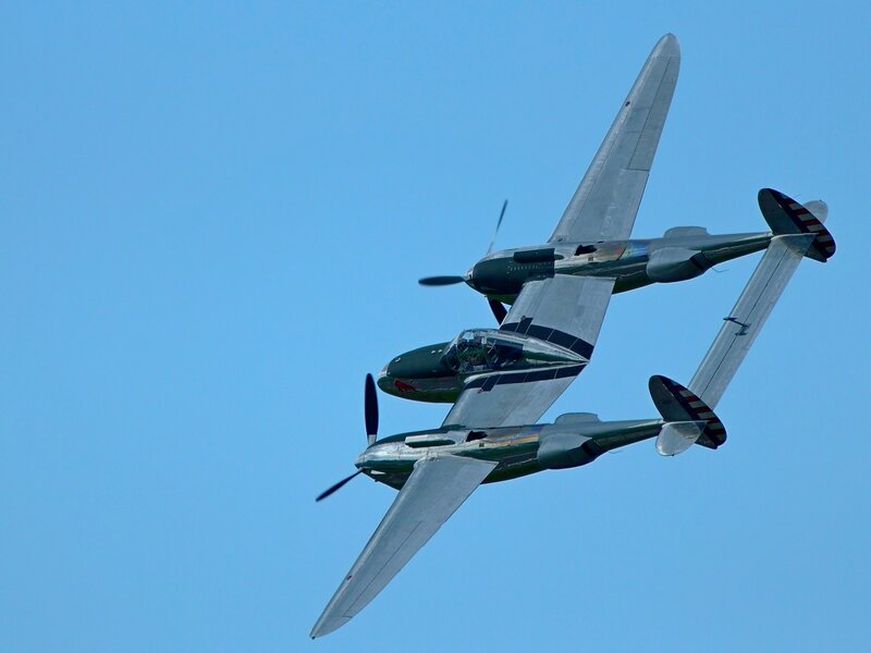 Two Vintage Airplanes — Blue, Clear