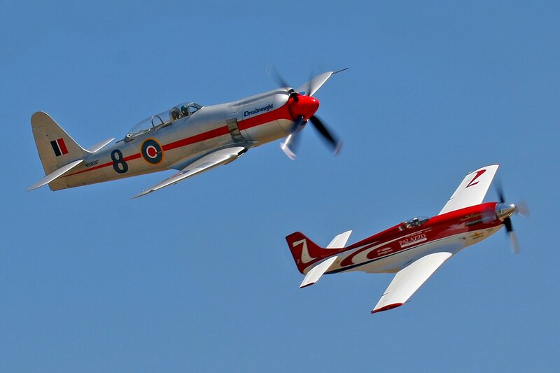 Two Vintage Airplanes — Blue