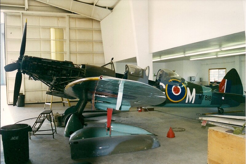 Two Vintage Airplanes — Green, Industrial