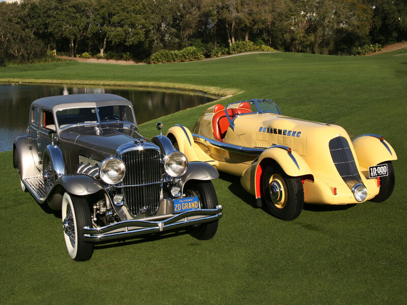 Two Vintage Cars — Green, Serene