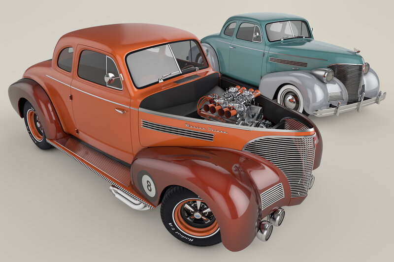 Two Vintage Cars — Orange