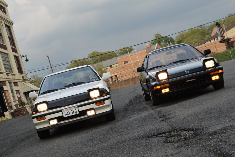 Two Vintage Cars — White, Dramatic
