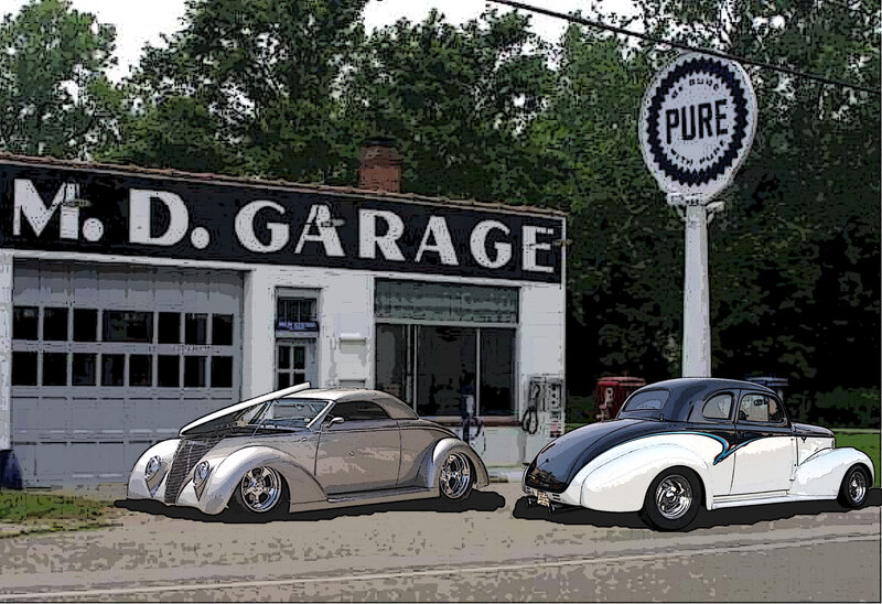 Two Vintage Cars — White