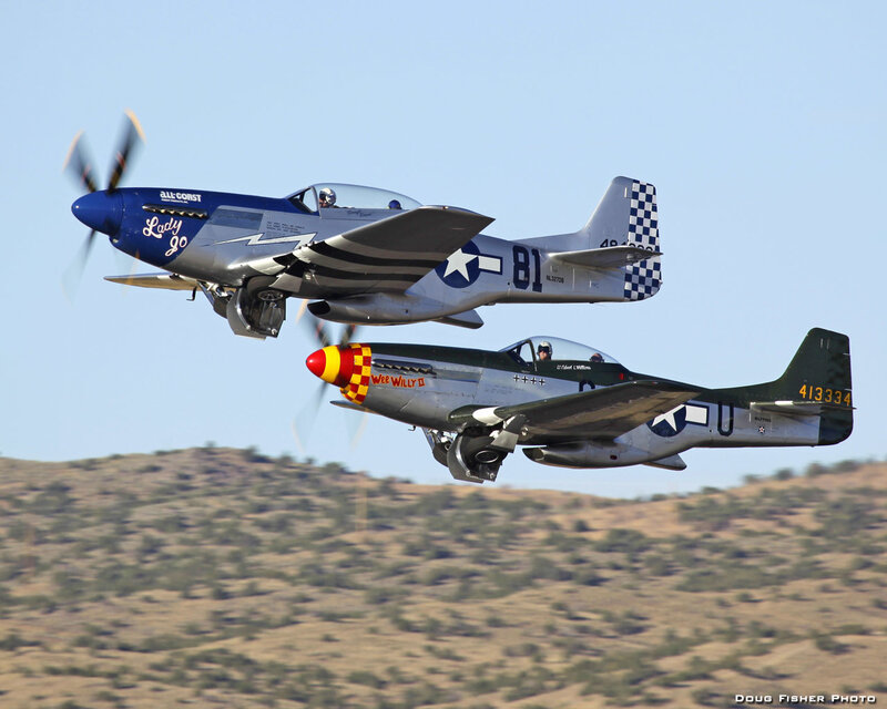 Two Vintage Fighter Planes — Blue, Dynamic