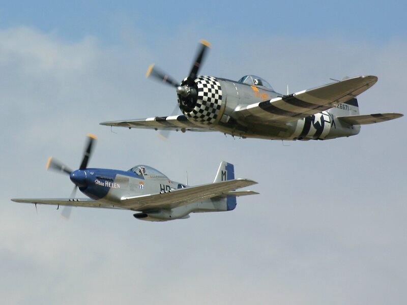Two Vintage Fighter Planes — Blue