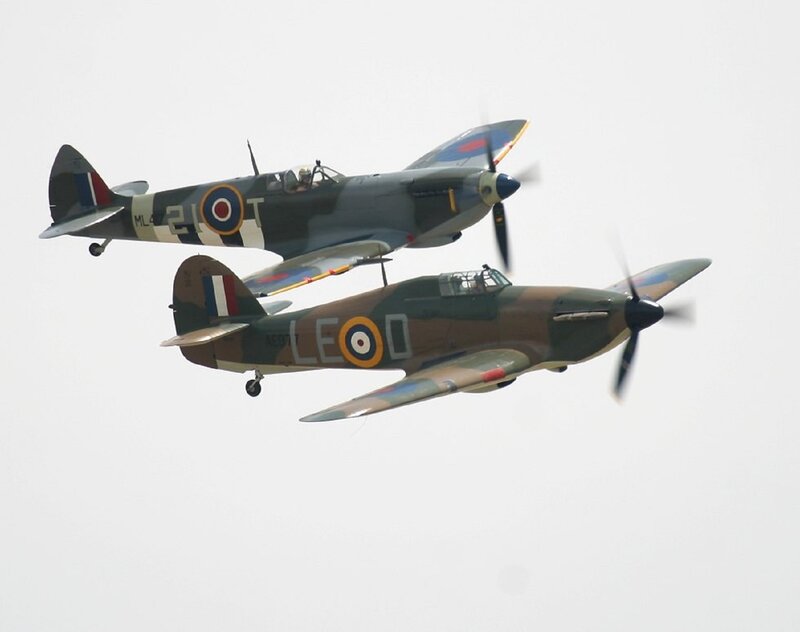 Two Vintage Fighter Planes — Gray, Dynamic