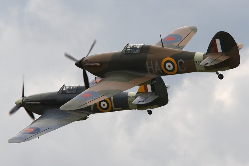 Two Vintage Fighter Planes — Gray