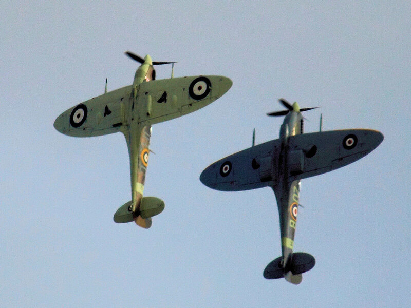 Two Vintage Fighter Planes — Green, Calm