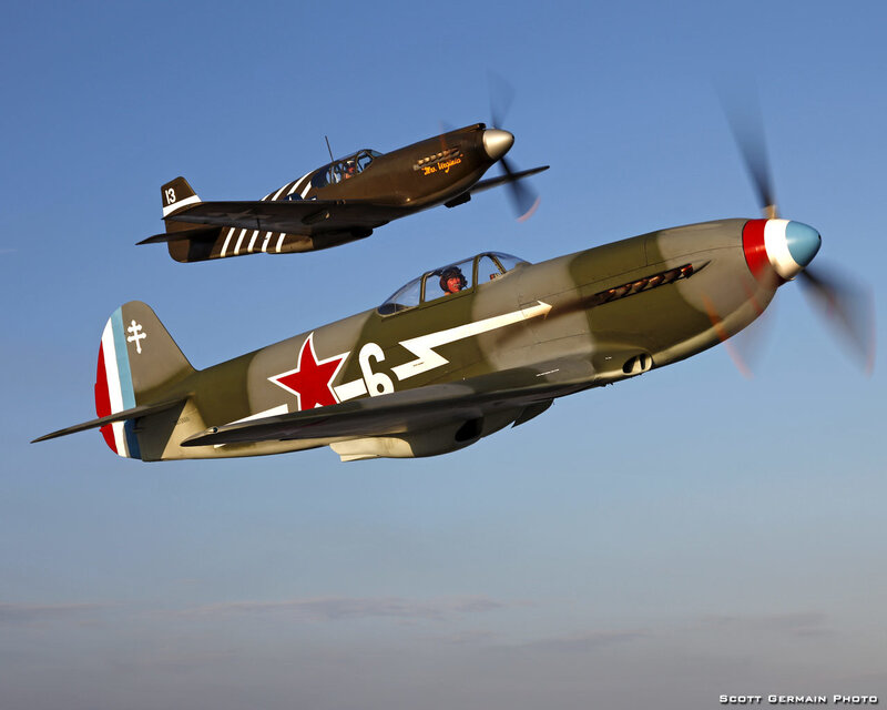 Two Vintage Fighter Planes — Green, Dynamic