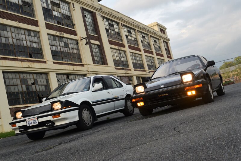 Two Vintage Hondas — White