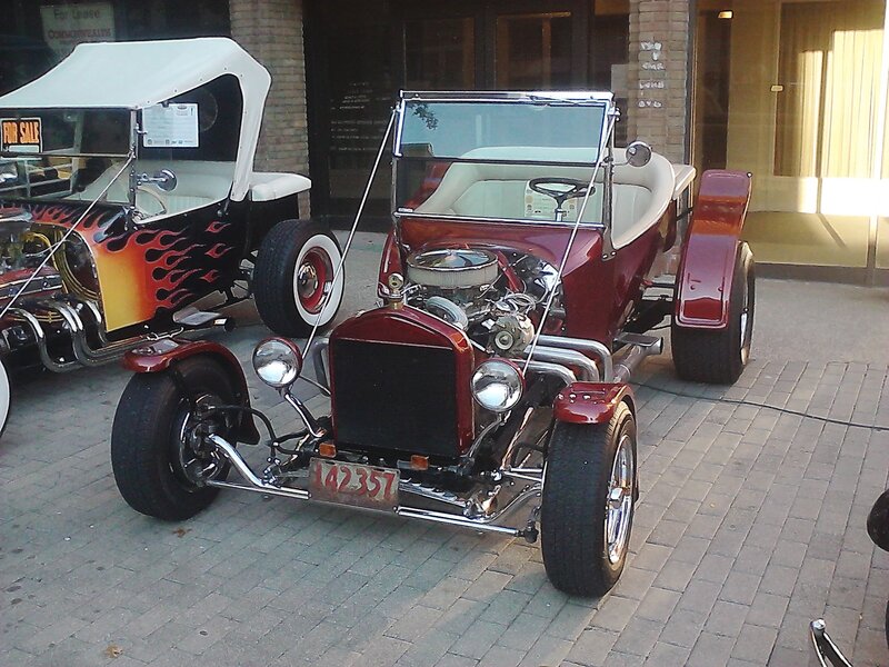 Two Vintage Hot Rods — Red