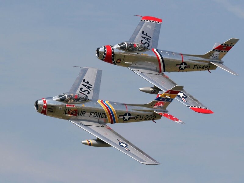 Two Vintage Jets in Flight