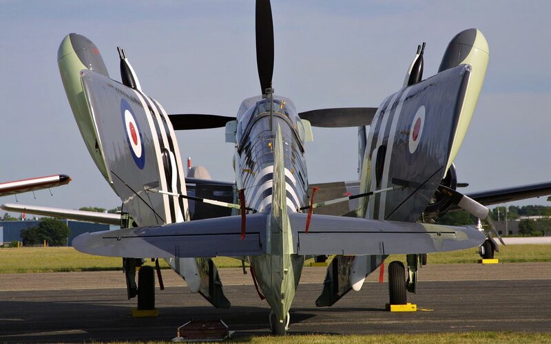 Two Vintage Military Aircraft — Gray