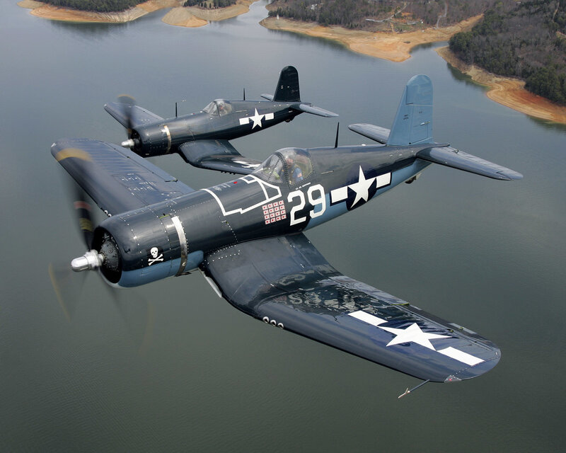 Two Vintage Military Planes — Blue, Aerial