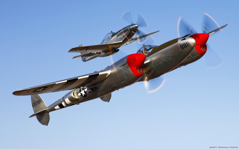 Two Vintage Military Planes — Blue, Dynamic