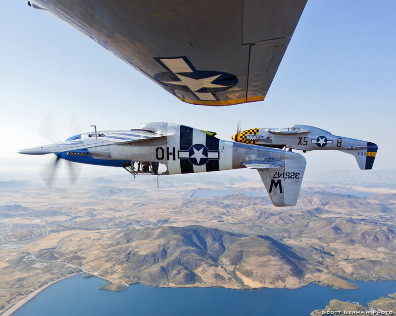 Two Vintage Military Planes — Blue, Serene