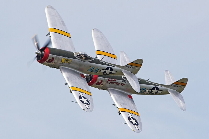 Two Vintage Military Planes — Gray, Dynamic