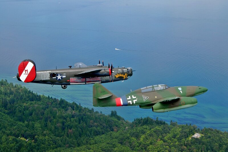 Two Vintage Military Planes — Green, Serene