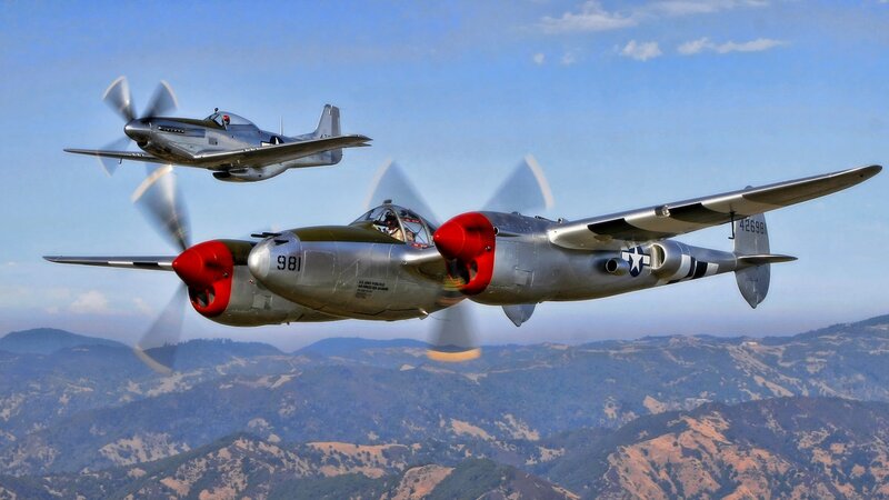 Two Vintage Military Planes — Silver, Dynamic