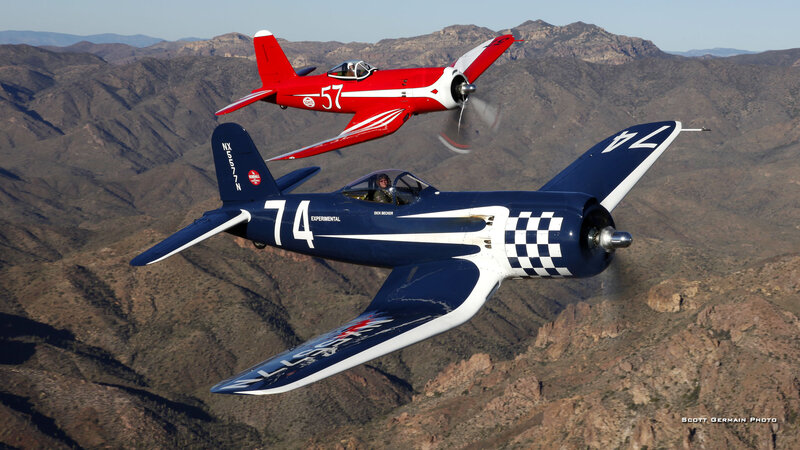 Two Vintage Planes Flying