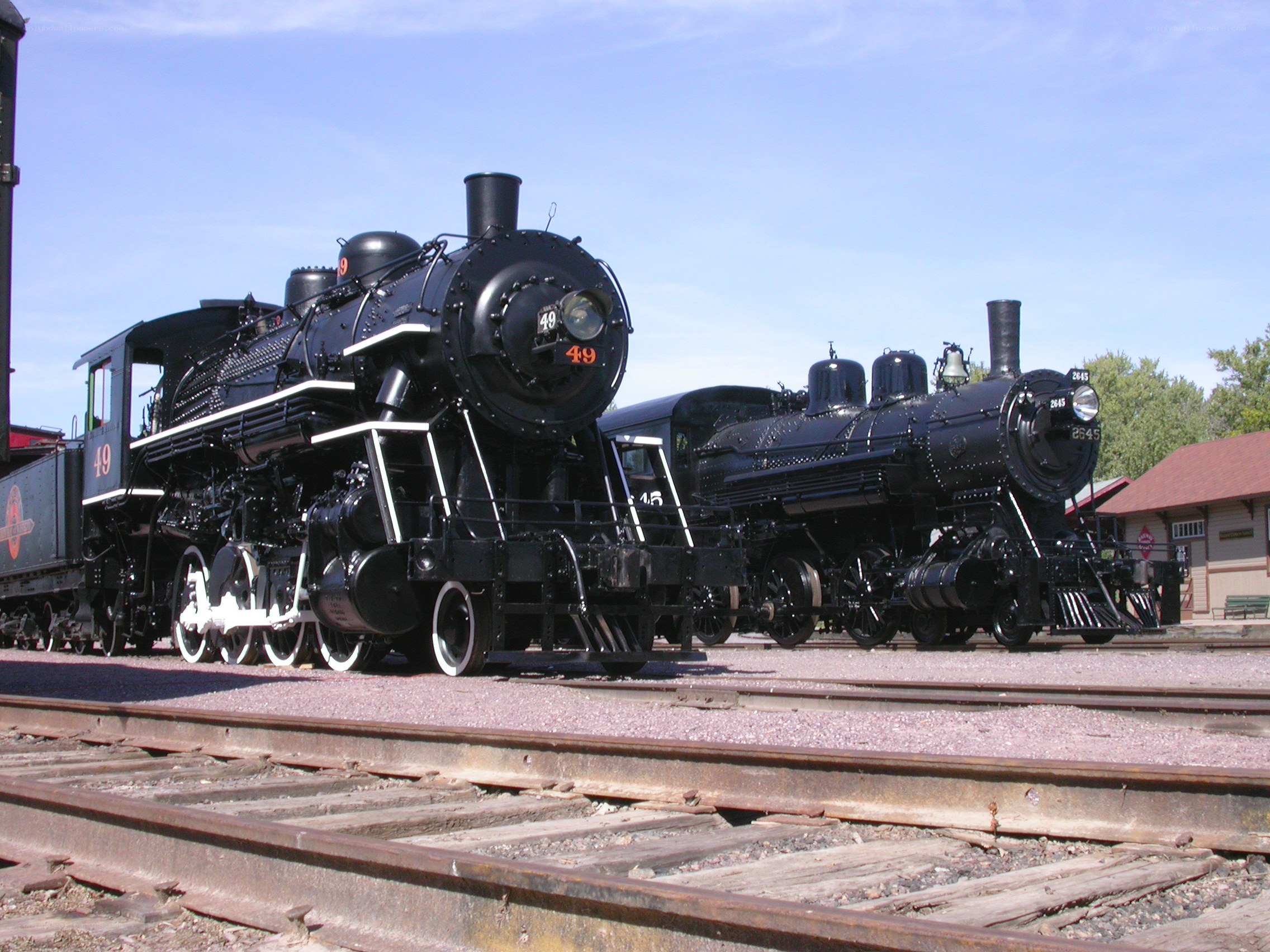 Two vintage steam locomotives