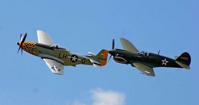 Two Vintage Warplanes — Blue