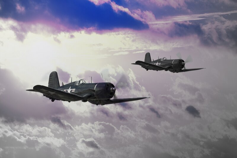 Two Warplanes in Flight