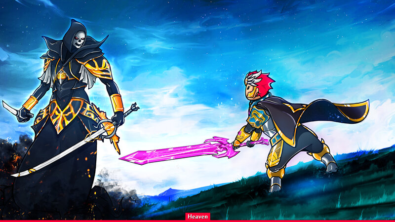 Two Warriors Dueling — Blue, Dramatic