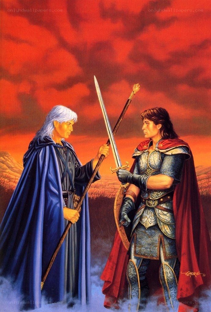 Two warriors face off at dusk