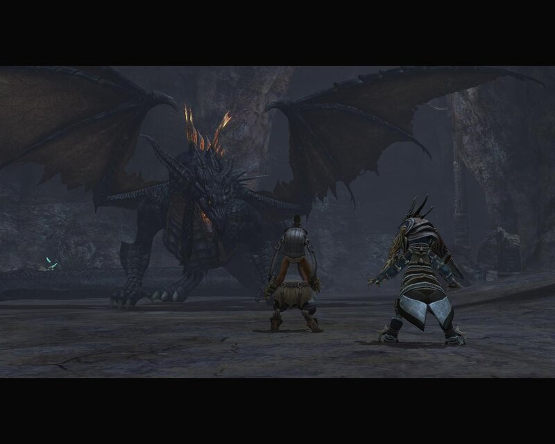 Two Warriors Facing a Dragon — Gray