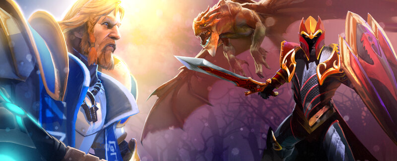 Two Warriors Facing a Dragon