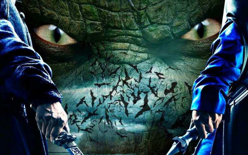 Two Warriors Facing Crocodile