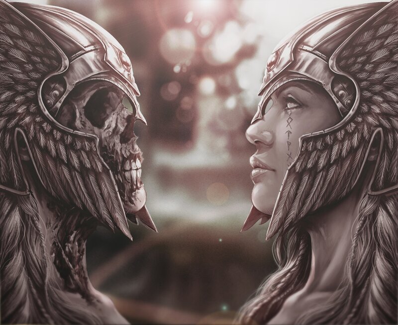 Two Warriors Facing Each Other — Brown