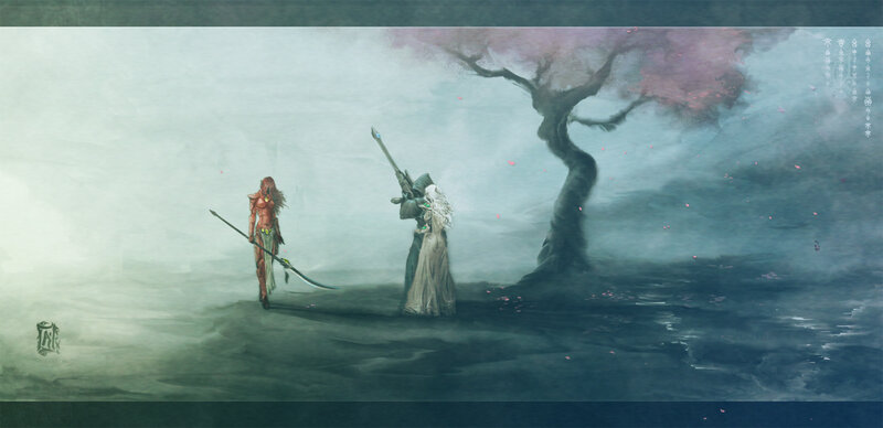 Two Warriors Facing Each Other — Green
