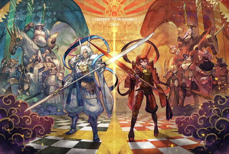 Two Warriors Facing Off — Gold, Dramatic
