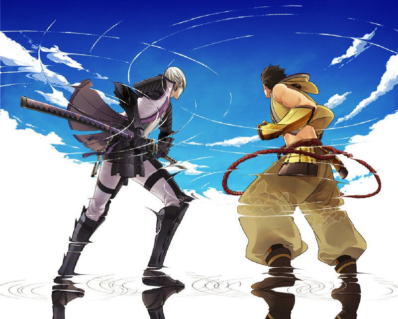 Two Warriors Fighting — Blue, Dramatic, Afternoon