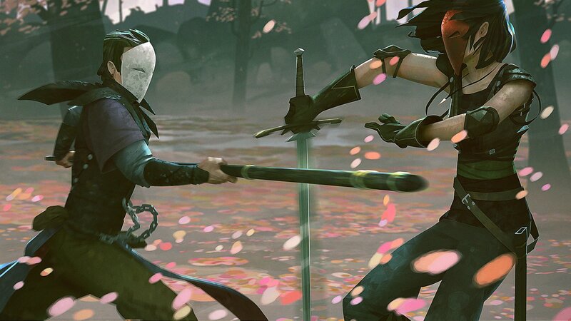 Two Warriors Fighting — Green, Dramatic, Spring