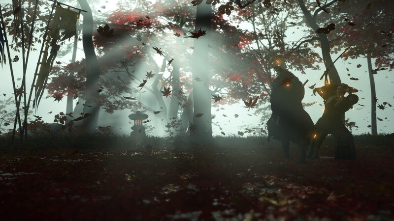 Two Warriors Fighting — Red, Dramatic, Autumn, 3d Render