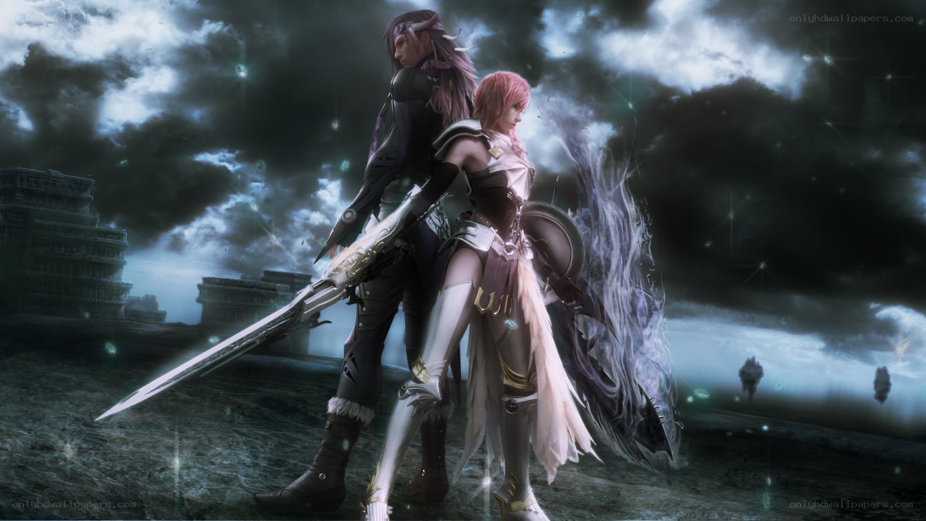 two warriors in a dark landscape