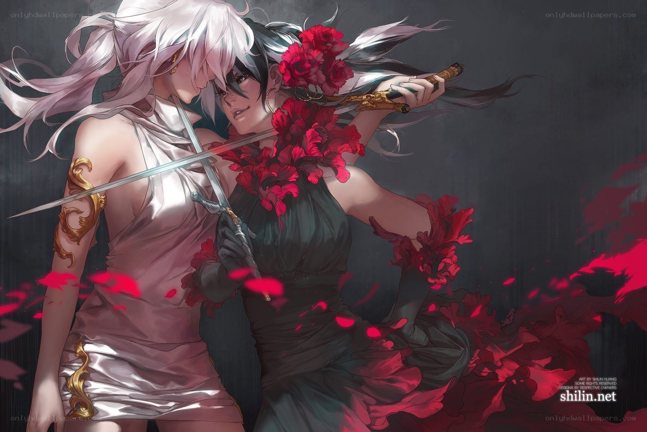 Two warriors in a dramatic duel