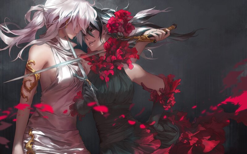 Two warriors in a duel