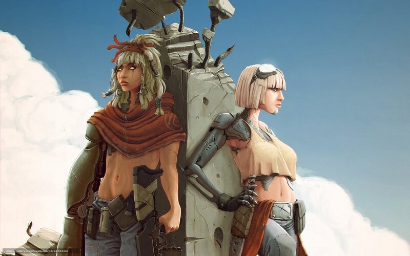 two warriors in a post-apocalyptic world