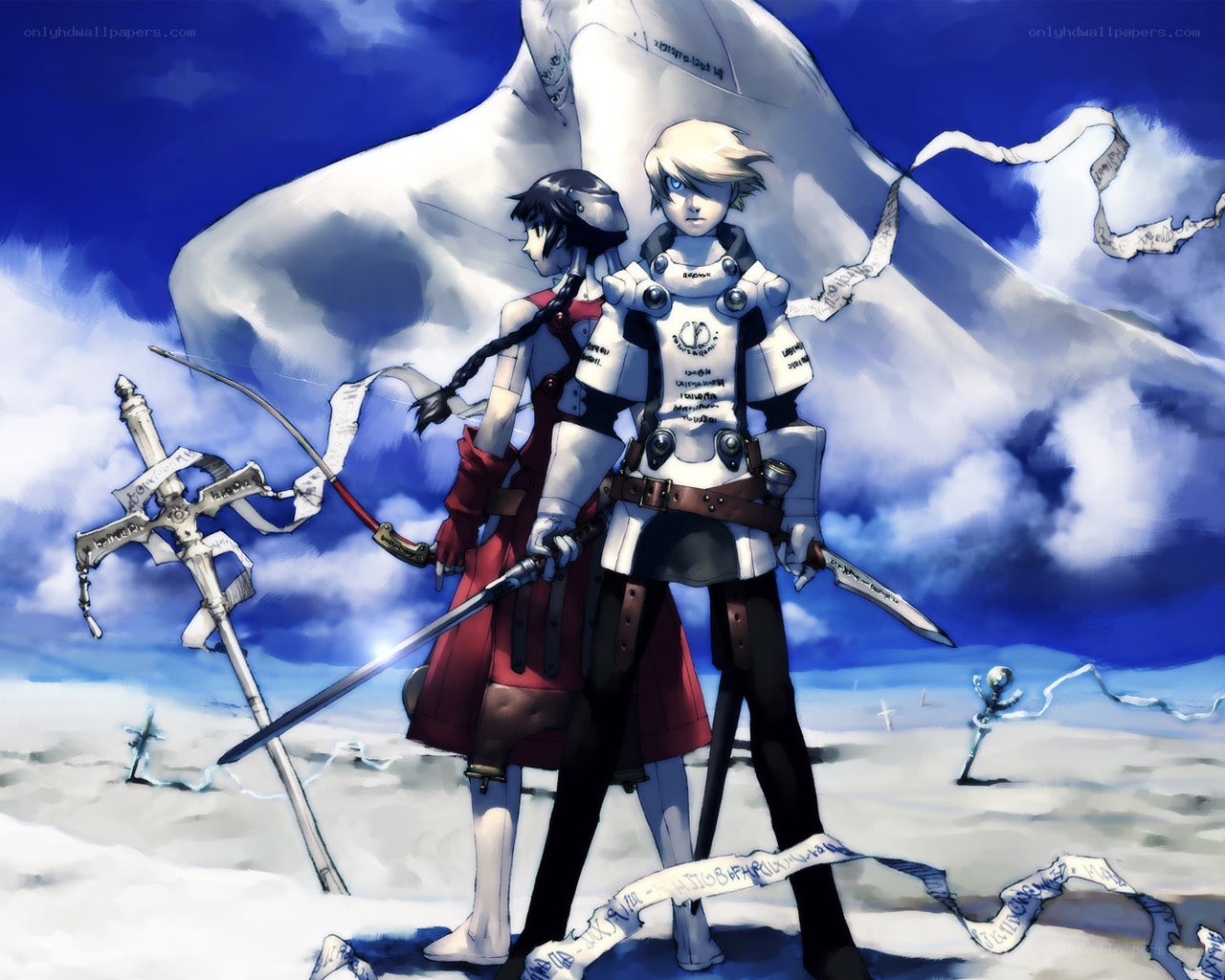 Two warriors in a snowy landscape