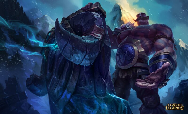 Two Warriors in a Snowy Landscape — Blue