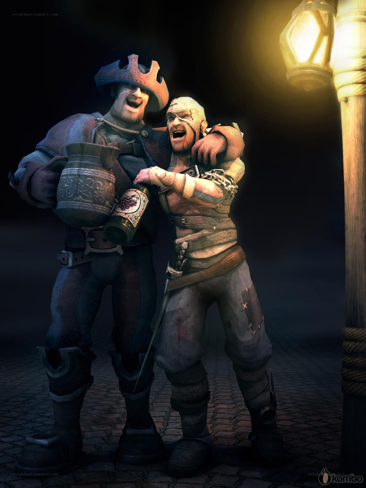Two warriors in a tavern