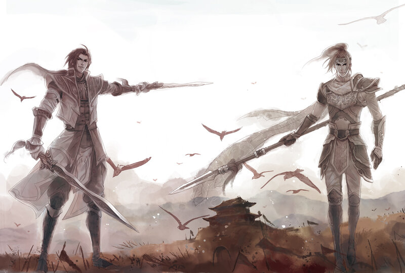 Two Warriors in Armor — Brown